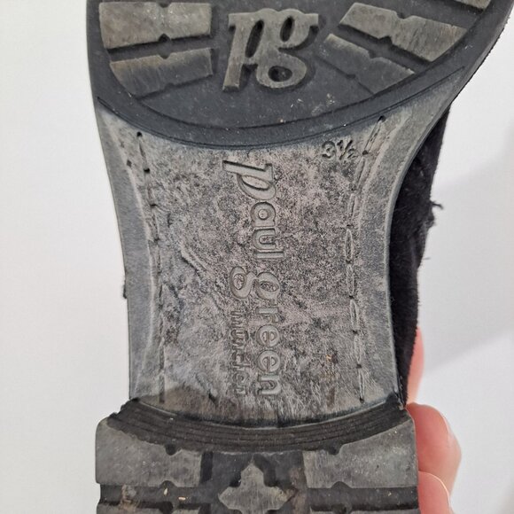 Paul Green Black Suede Distressed Moto Fall Boots Zipper Buckle - Picture 12 of 13